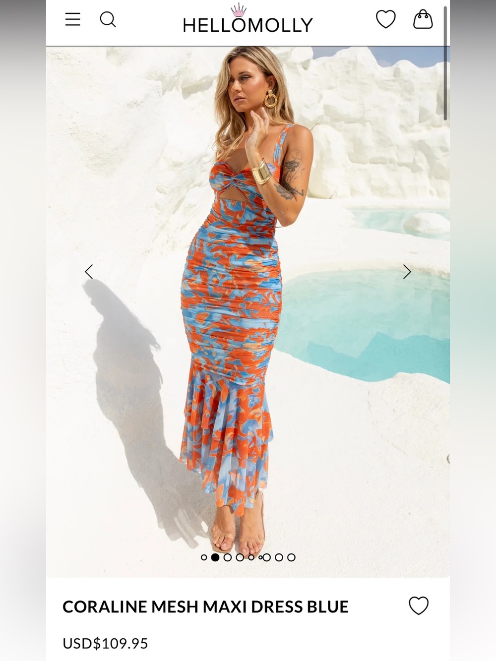 Hello Molly orange and blue Maxi dress